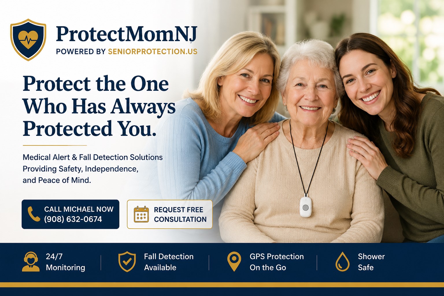 ProtectMomNJ medical alert and fall detection family safety hero